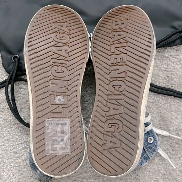 Balenciaga Paris Distressed Denim Hi-Top Sneakers - Picture 9 of 9